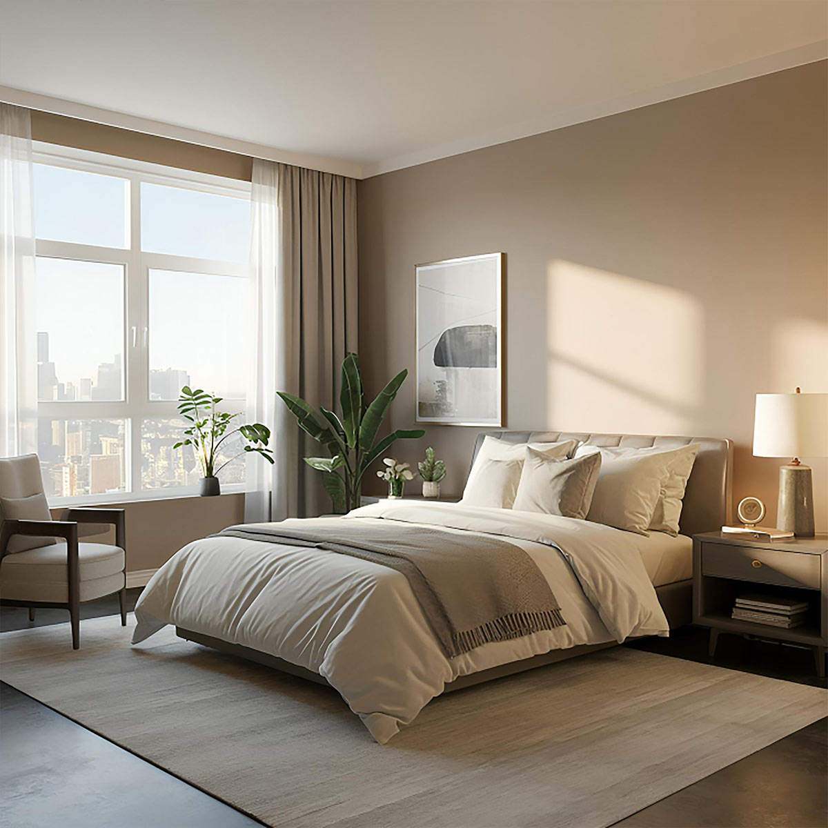 Deep cleaned luxury bedroom in Atlanta